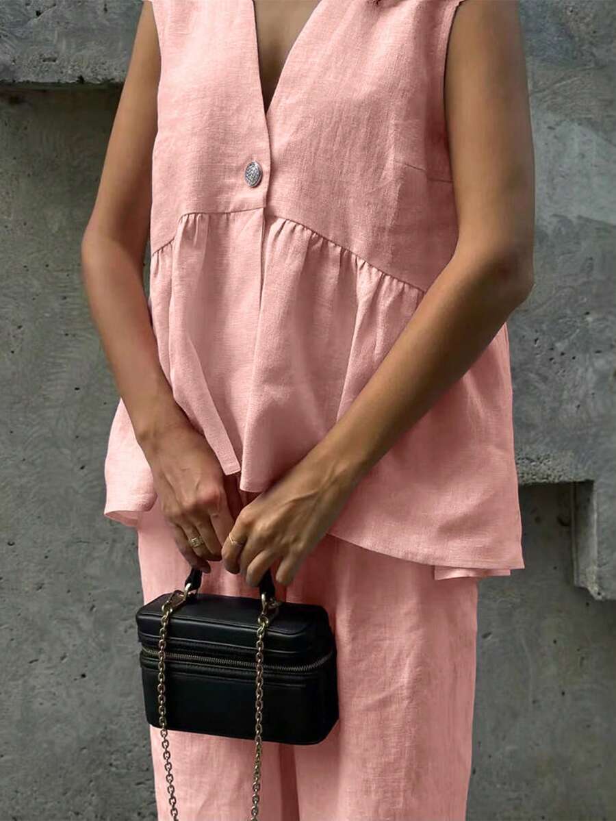 Lucy - Elegant Linen Top & Pants Set