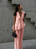Lucy - Elegant Linen Top & Pants Set