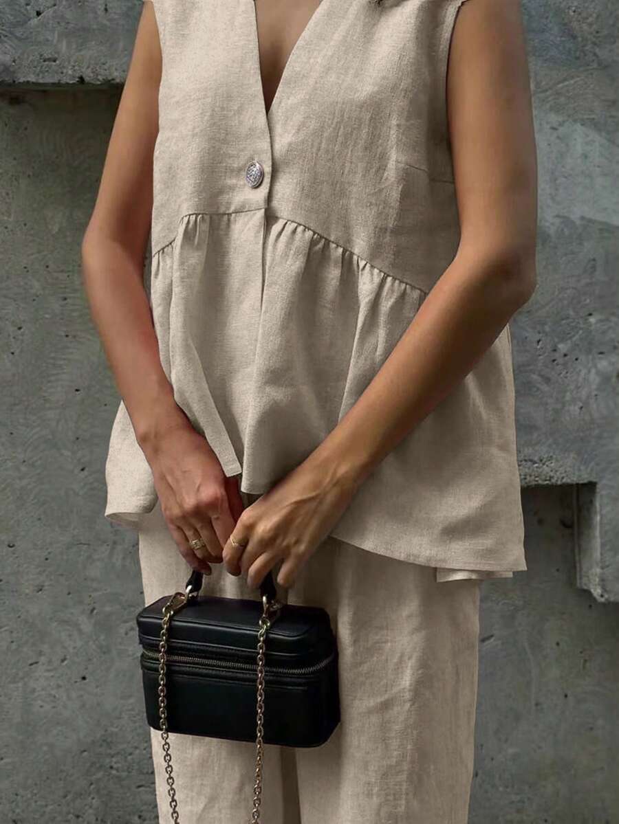 Lucy - Elegant Linen Top & Pants Set