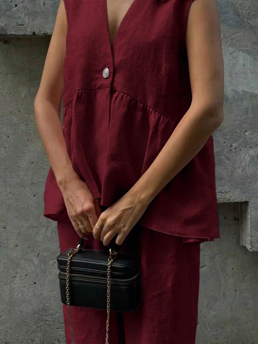 Lucy - Elegant Linen Top & Pants Set
