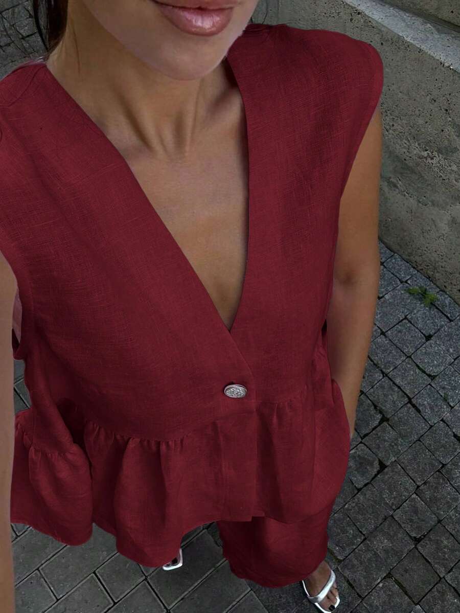 Lucy - Elegant Linen Top & Pants Set