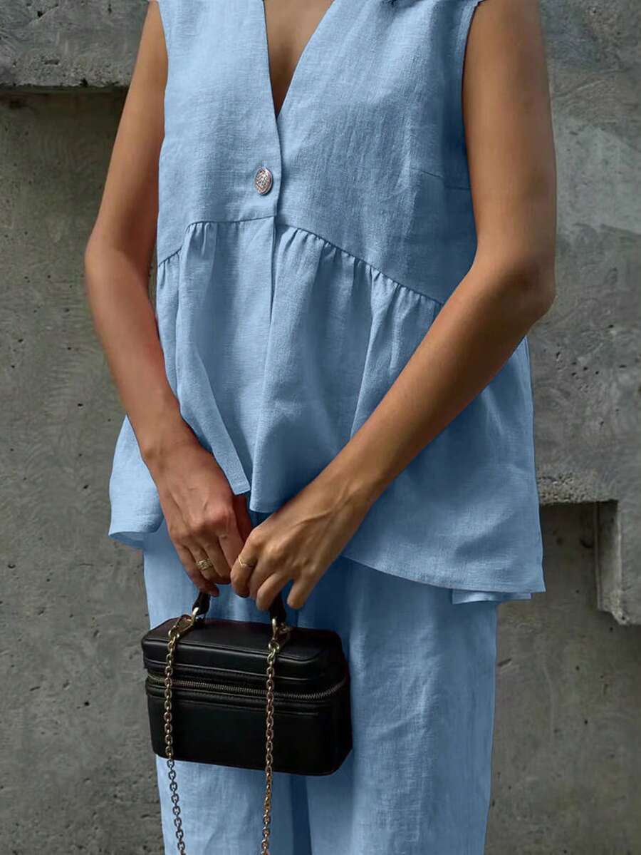 Lucy - Elegant Linen Top & Pants Set