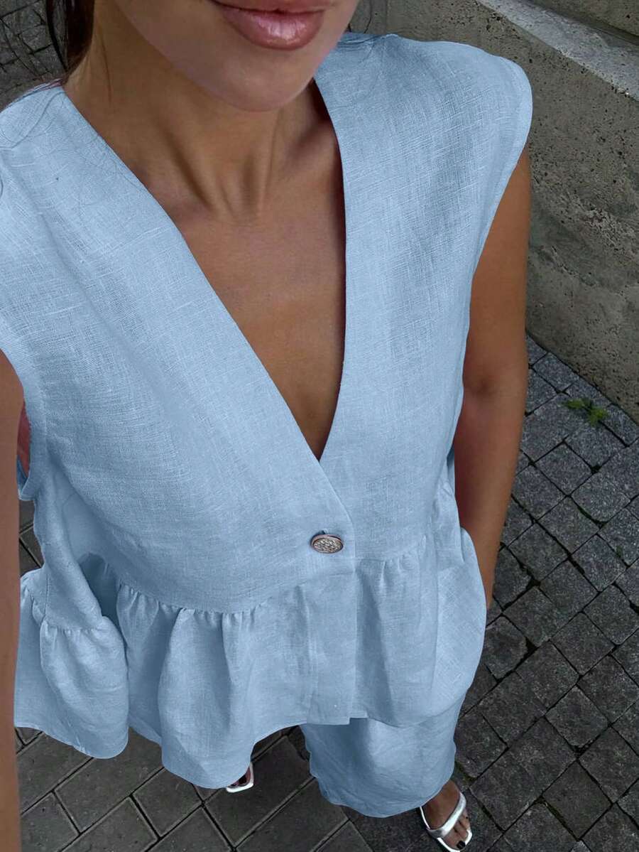 Lucy - Elegant Linen Top & Pants Set