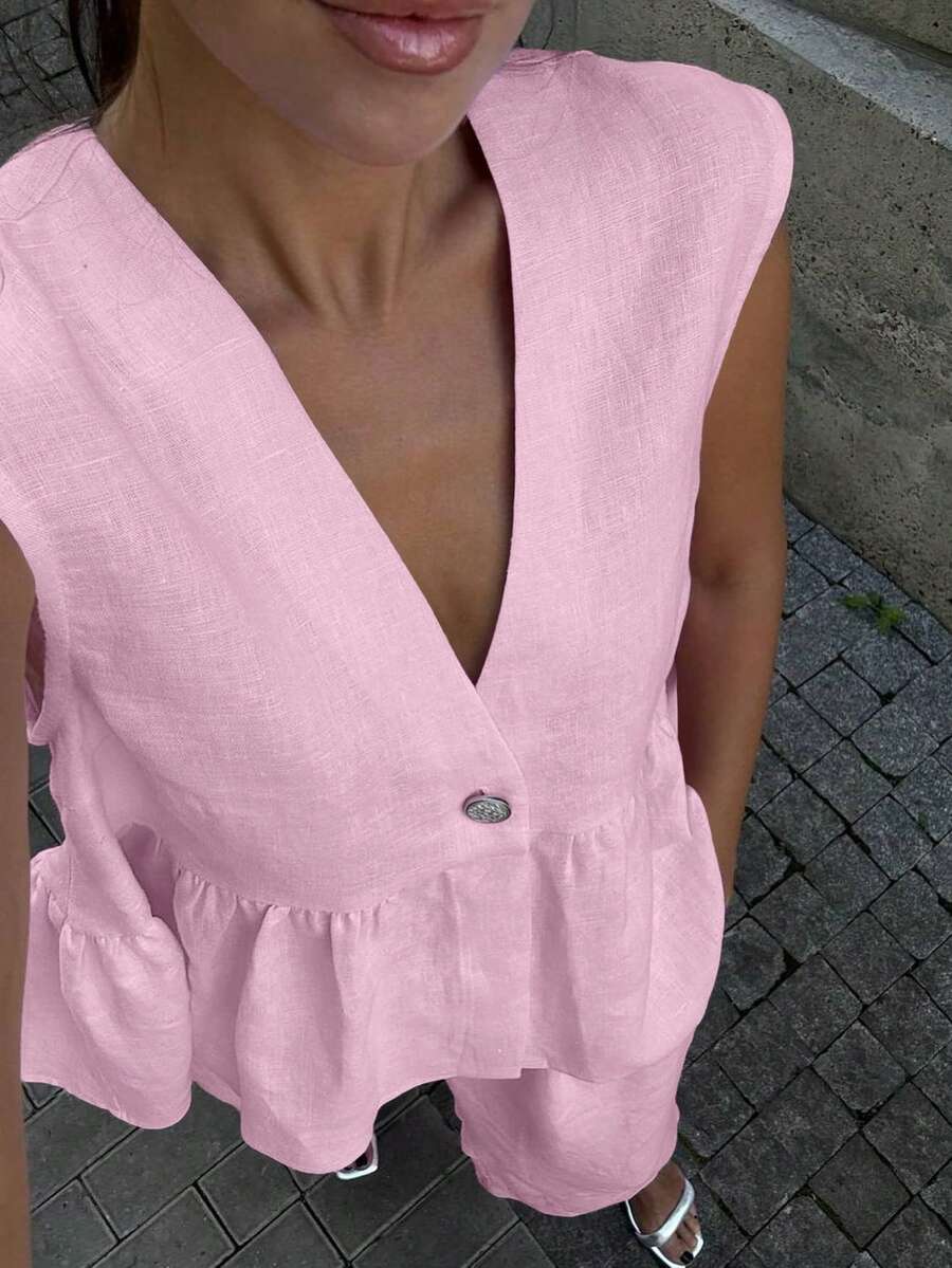 Lucy - Elegant Linen Top & Pants Set