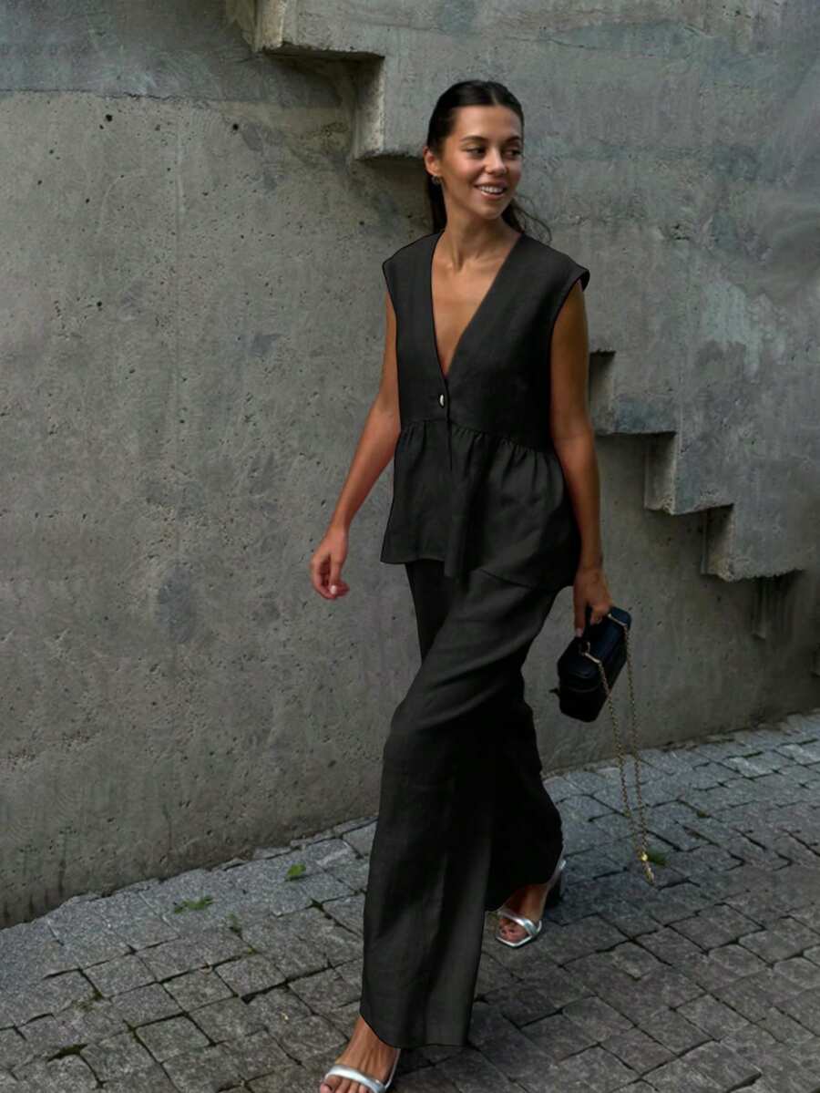 Lucy - Elegant Linen Top & Pants Set